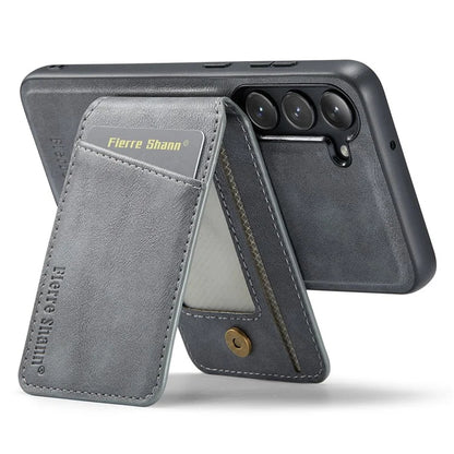 FIERRE SHANN 025 Style For Samsung Galaxy S23 Case Leather Back Cover Detachable RFID Blocking Card Holder