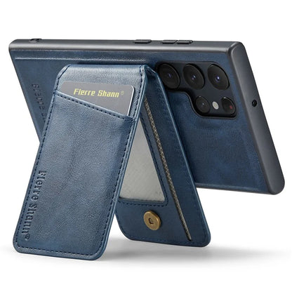 FIERRE SHANN 025 Style For Samsung Galaxy S22 Ultra 5G Case RFID Blocking Leather+TPU Phone Cover Detachable