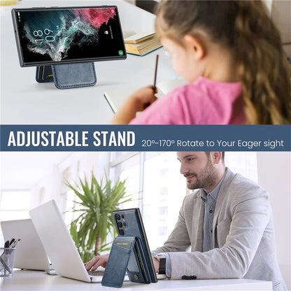 FIERRE SHANN 025 Style For Samsung Galaxy S22 Ultra 5G Case RFID Blocking Leather+TPU Phone Cover Detachable