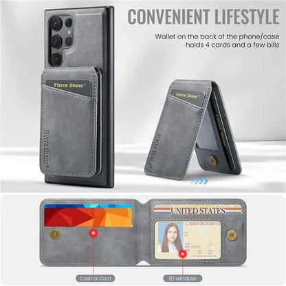 FIERRE SHANN 025 Style For Samsung Galaxy S22 Ultra 5G Case RFID Blocking Leather+TPU Phone Cover Detachable