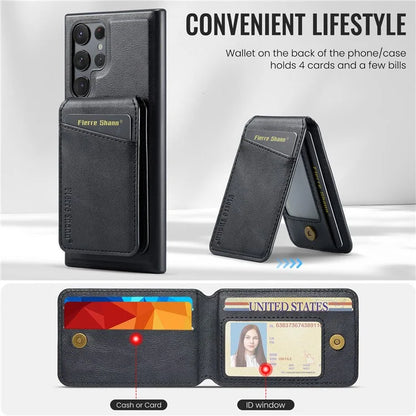 FIERRE SHANN 025 Style For Samsung Galaxy S22 Ultra 5G Case RFID Blocking Leather+TPU Phone Cover Detachable