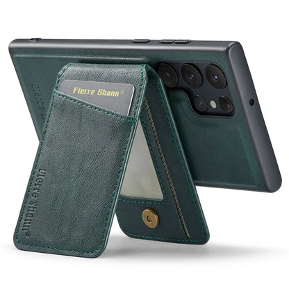 FIERRE SHANN 025 Style For Samsung Galaxy S22 Ultra 5G Case RFID Blocking Leather+TPU Phone Cover Detachable