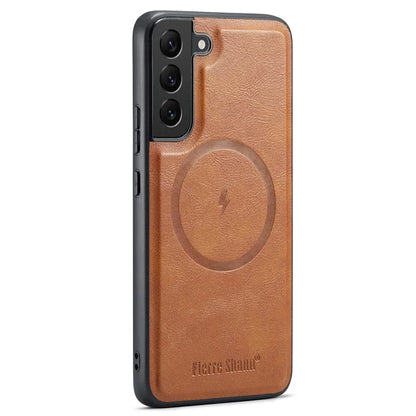 FIERRE SHANN 025 Style For Samsung Galaxy S22+ 5G Case Magnetic Phone Cover Detachable Card Slots