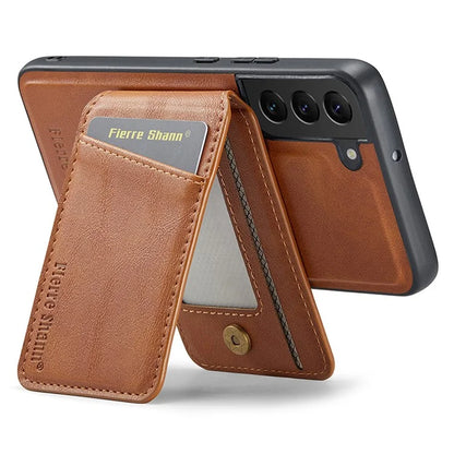 FIERRE SHANN 025 Style For Samsung Galaxy S22+ 5G Case Magnetic Phone Cover Detachable Card Slots