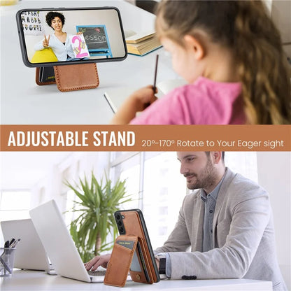 FIERRE SHANN 025 Style For Samsung Galaxy S22+ 5G Case Magnetic Phone Cover Detachable Card Slots