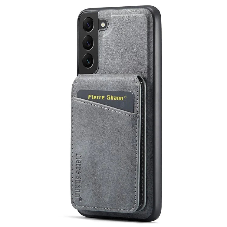 FIERRE SHANN 025 Style For Samsung Galaxy S22+ 5G Case Magnetic Phone Cover Detachable Card Slots