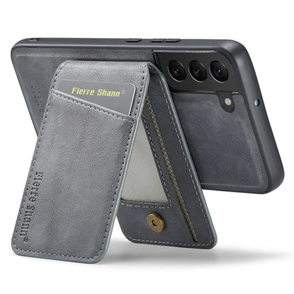 FIERRE SHANN 025 Style For Samsung Galaxy S22+ 5G Case Magnetic Phone Cover Detachable Card Slots