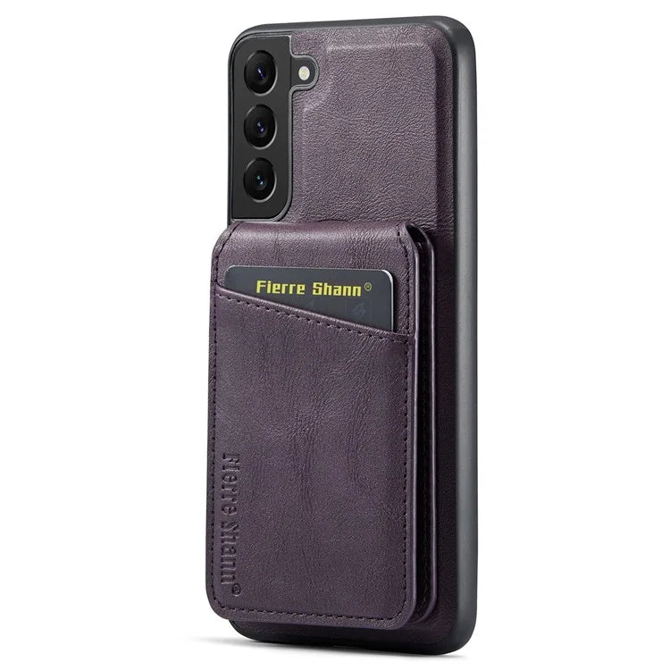 FIERRE SHANN 025 Style For Samsung Galaxy S22+ 5G Case Magnetic Phone Cover Detachable Card Slots