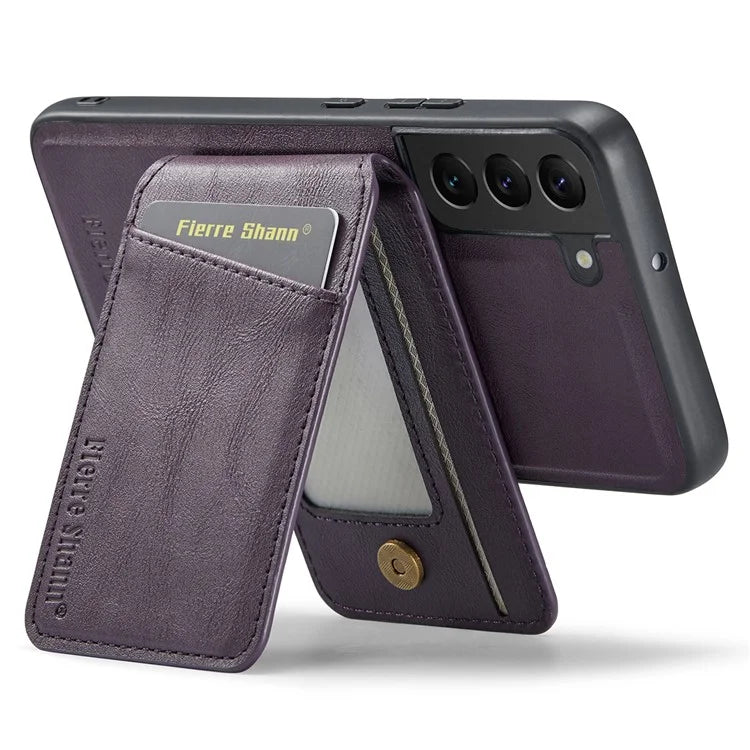 FIERRE SHANN 025 Style For Samsung Galaxy S22+ 5G Case Magnetic Phone Cover Detachable Card Slots