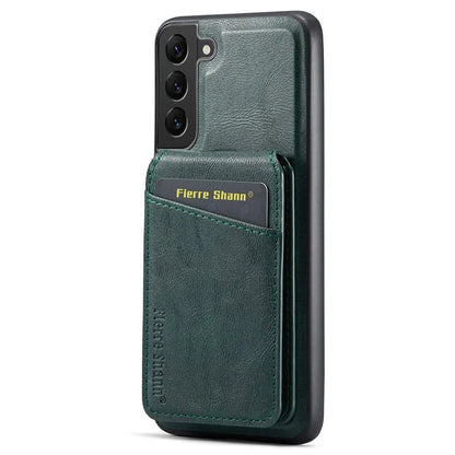 FIERRE SHANN 025 Style For Samsung Galaxy S22+ 5G Case Magnetic Phone Cover Detachable Card Slots