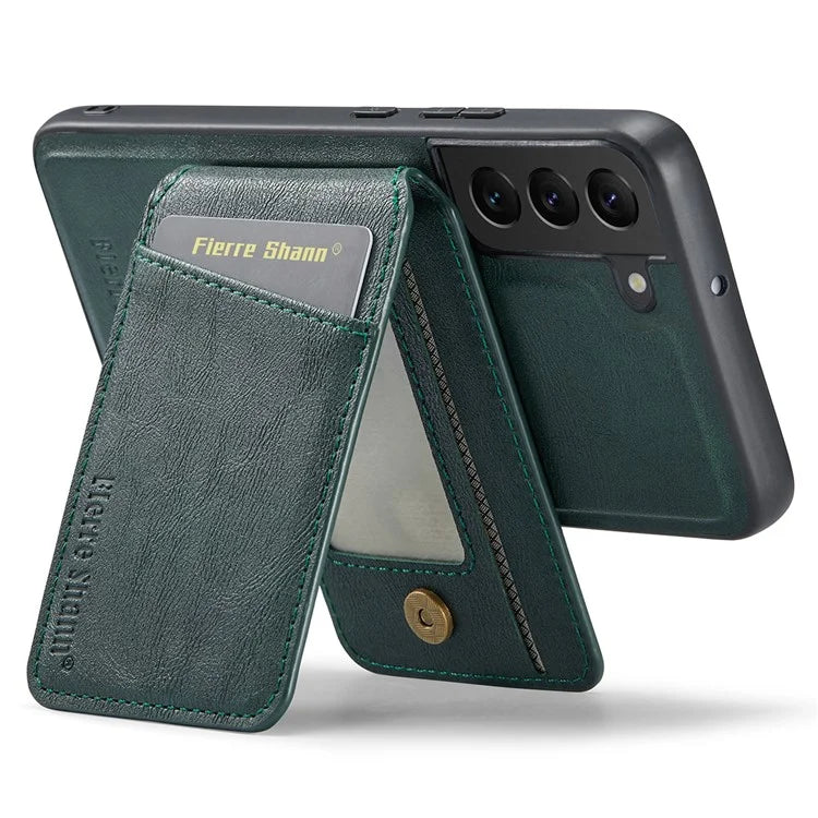 FIERRE SHANN 025 Style For Samsung Galaxy S22+ 5G Case Magnetic Phone Cover Detachable Card Slots