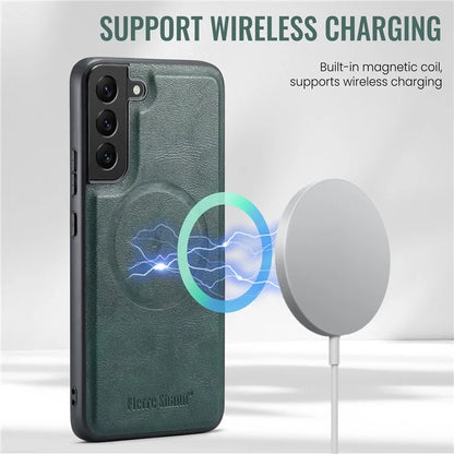 FIERRE SHANN 025 Style For Samsung Galaxy S22+ 5G Case Magnetic Phone Cover Detachable Card Slots