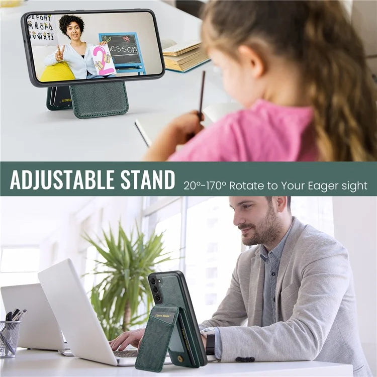 FIERRE SHANN 025 Style For Samsung Galaxy S22+ 5G Case Magnetic Phone Cover Detachable Card Slots