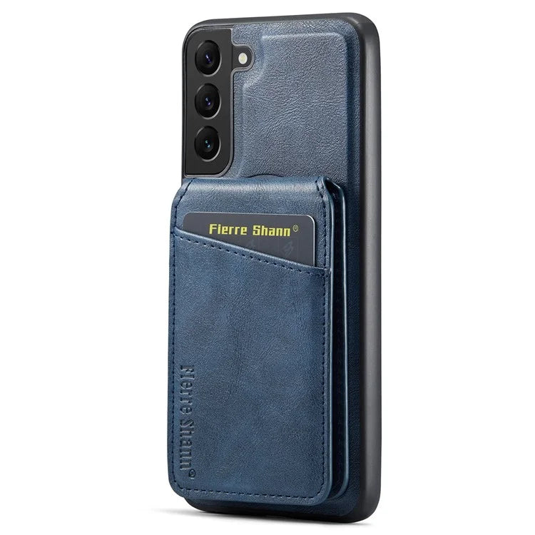 FIERRE SHANN 025 Style For Samsung Galaxy S22+ 5G Case Magnetic Phone Cover Detachable Card Slots