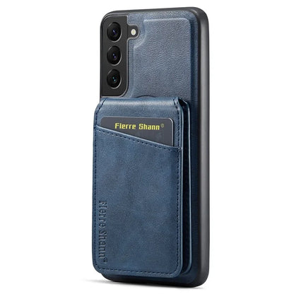 FIERRE SHANN 025 Style For Samsung Galaxy S22+ 5G Case Magnetic Phone Cover Detachable Card Slots