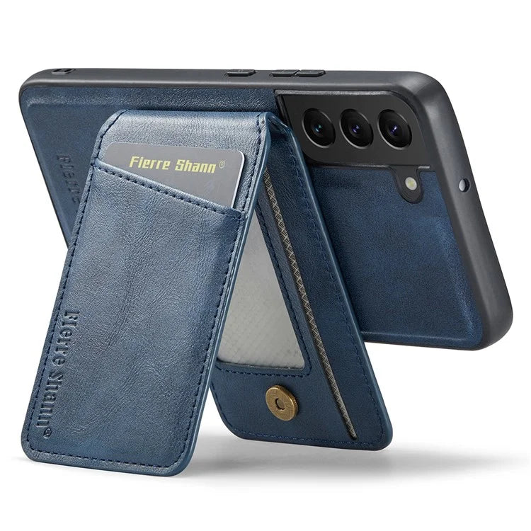 FIERRE SHANN 025 Style For Samsung Galaxy S22+ 5G Case Magnetic Phone Cover Detachable Card Slots