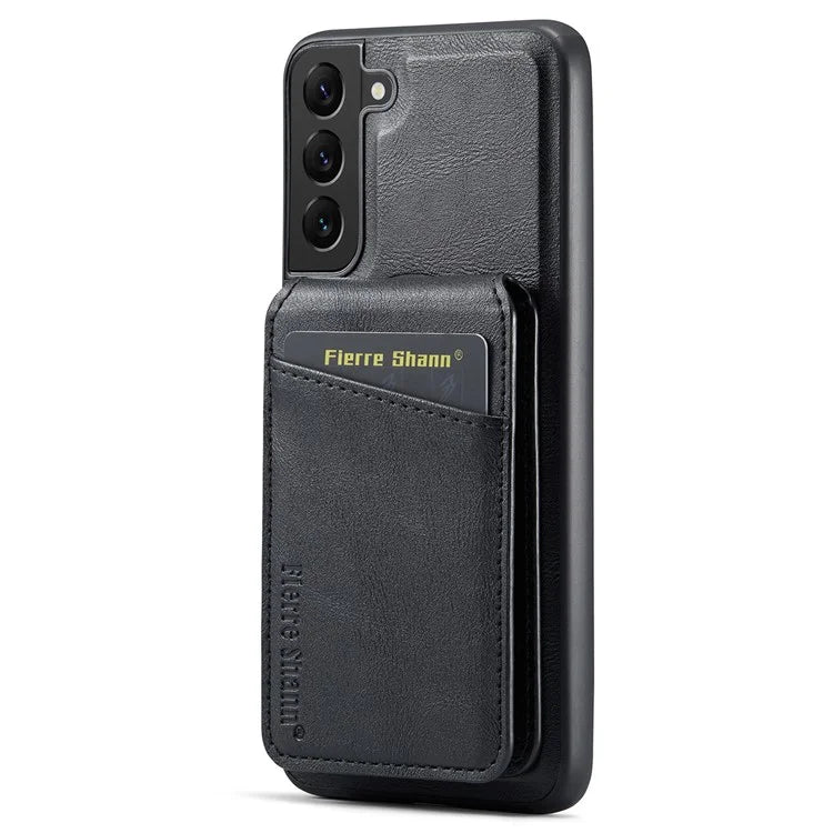 FIERRE SHANN 025 Style For Samsung Galaxy S22+ 5G Case Magnetic Phone Cover Detachable Card Slots