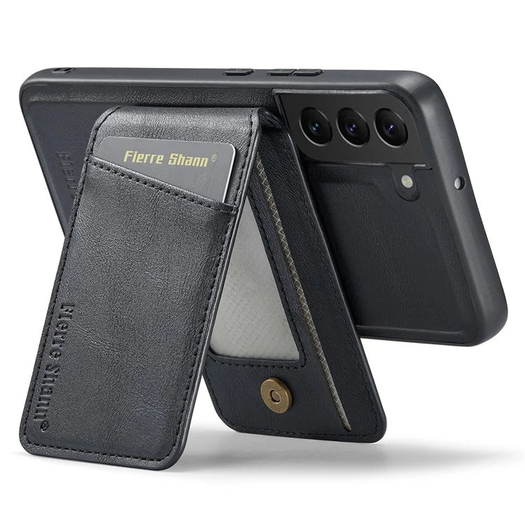 FIERRE SHANN 025 Style For Samsung Galaxy S22+ 5G Case Magnetic Phone Cover Detachable Card Slots
