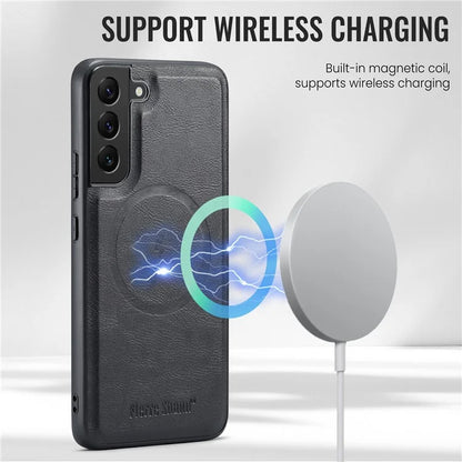 FIERRE SHANN 025 Style For Samsung Galaxy S22+ 5G Case Magnetic Phone Cover Detachable Card Slots