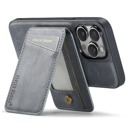 FIERRE SHANN 025 Style For iPhone 15 Pro Max Magnetic Case Leather+TPU Phone Cover Card Slots