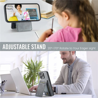 FIERRE SHANN 025 Style For iPhone 15 Pro Max Magnetic Case Leather+TPU Phone Cover Card Slots