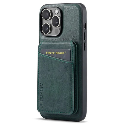 FIERRE SHANN 025 Style For iPhone 15 Pro Max Magnetic Case Leather+TPU Phone Cover Card Slots