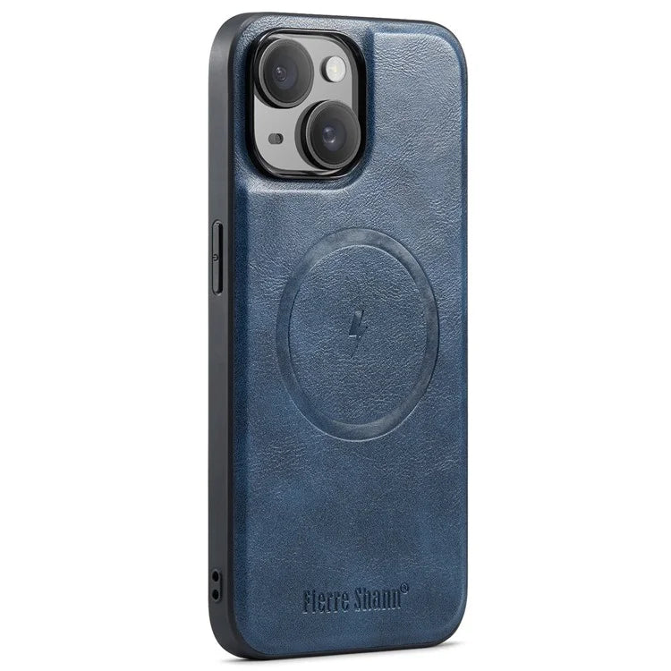 FIERRE SHANN 025 Style For iPhone 15 Plus Case with Detachable Card Holder Kickstand Leather+TPU Phone Cover