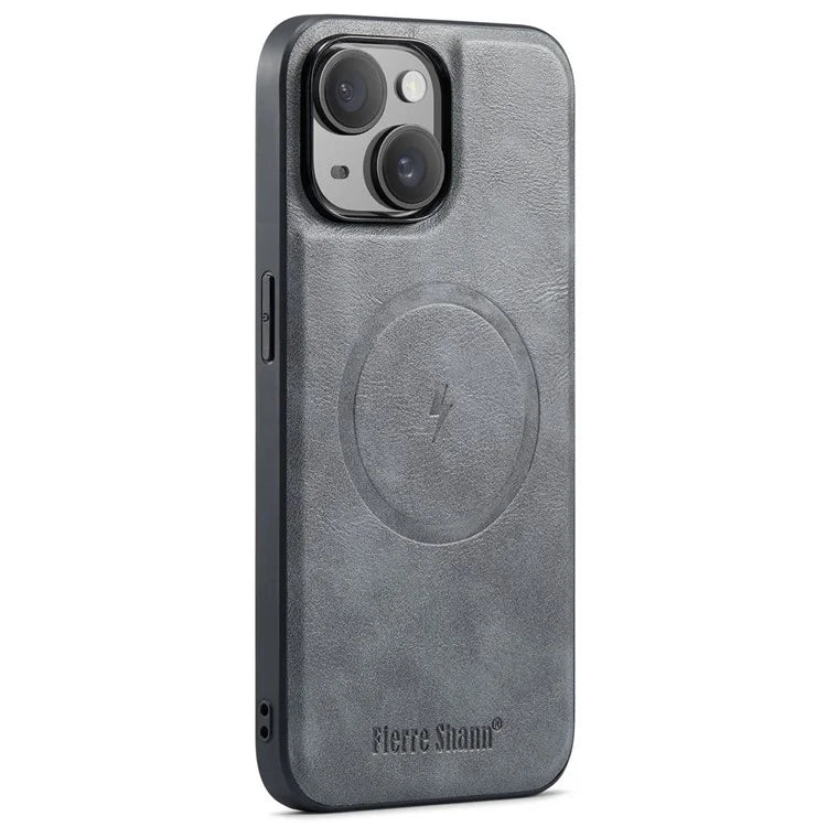 FIERRE SHANN 025 Style For iPhone 15 Plus Case with Detachable Card Holder Kickstand Leather+TPU Phone Cover