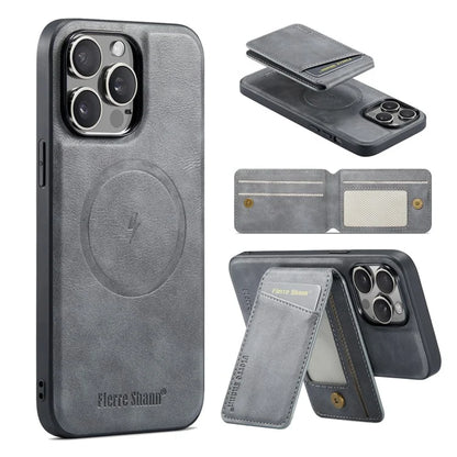 FIERRE SHANN 025 Style For iPhone 14 Pro Case Leather 2 in 1 Detachable Back Cover
