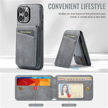 FIERRE SHANN 025 Style For iPhone 14 Pro Case Leather 2 in 1 Detachable Back Cover