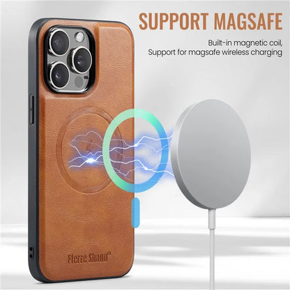 FIERRE SHANN 025 Style For iPhone 14 Pro Case Leather 2 in 1 Detachable Back Cover