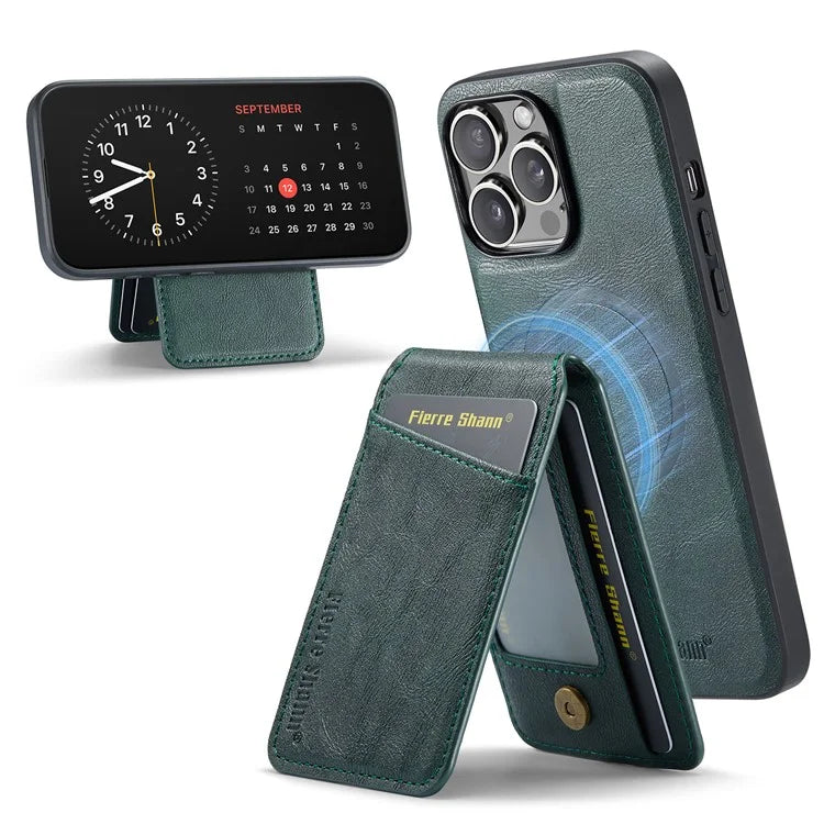 FIERRE SHANN 025 Style For iPhone 14 Pro Case Leather 2 in 1 Detachable Back Cover