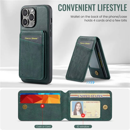 FIERRE SHANN 025 Style For iPhone 14 Pro Case Leather 2 in 1 Detachable Back Cover
