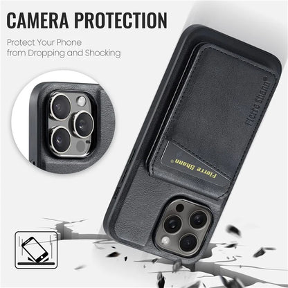 FIERRE SHANN 025 Style For iPhone 14 Pro Case Leather 2 in 1 Detachable Back Cover