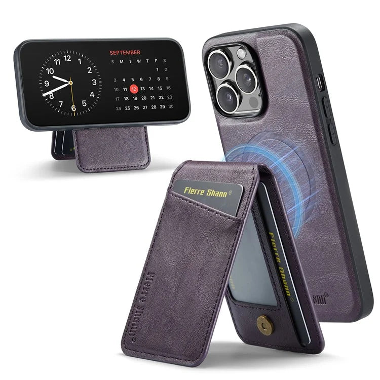 FIERRE SHANN 025 Style For iPhone 14 Pro Case Leather 2 in 1 Detachable Back Cover