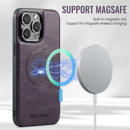 FIERRE SHANN 025 Style For iPhone 14 Pro Case Leather 2 in 1 Detachable Back Cover