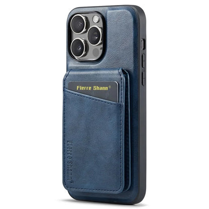 FIERRE SHANN 025 Style For iPhone 13 Pro Max Case Card Holder PU+TPU Phone Cover with Kickstand
