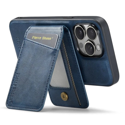 FIERRE SHANN 025 Style For iPhone 13 Pro Max Case Card Holder PU+TPU Phone Cover with Kickstand