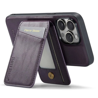 FIERRE SHANN 025 Style For iPhone 13 Pro Max Case Card Holder PU+TPU Phone Cover with Kickstand