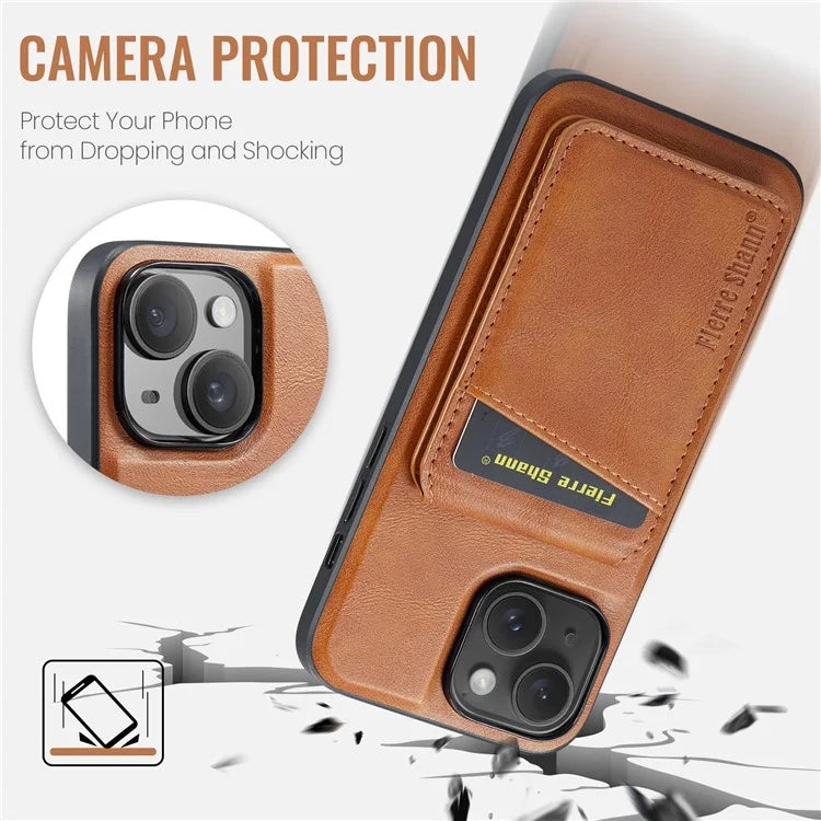 FIERRE SHANN 025 Style For iPhone 13 Detachable Case Leather+TPU Phone Cover RFID Blocking