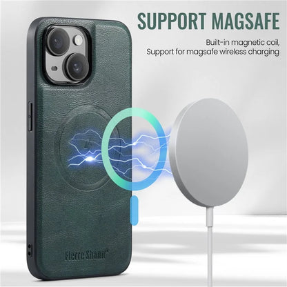 FIERRE SHANN 025 Style For iPhone 13 Detachable Case Leather+TPU Phone Cover RFID Blocking