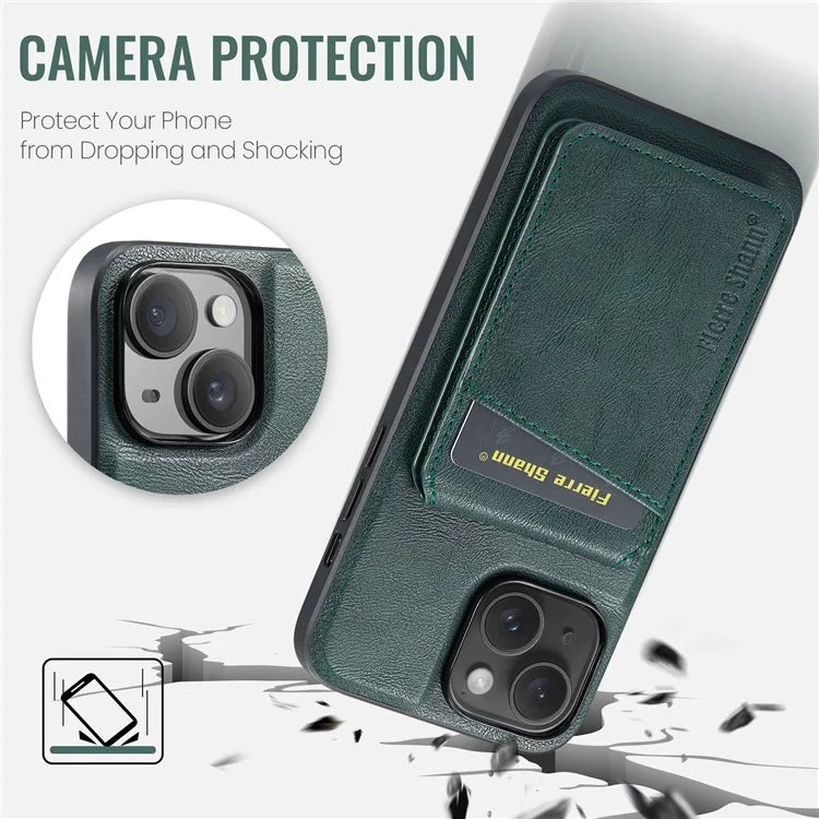 FIERRE SHANN 025 Style For iPhone 13 Detachable Case Leather+TPU Phone Cover RFID Blocking