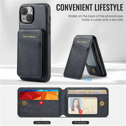 FIERRE SHANN 025 Style For iPhone 13 Detachable Case Leather+TPU Phone Cover RFID Blocking