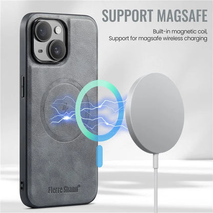 FIERRE SHANN 025 Style For iPhone 13 Detachable Case Leather+TPU Phone Cover RFID Blocking