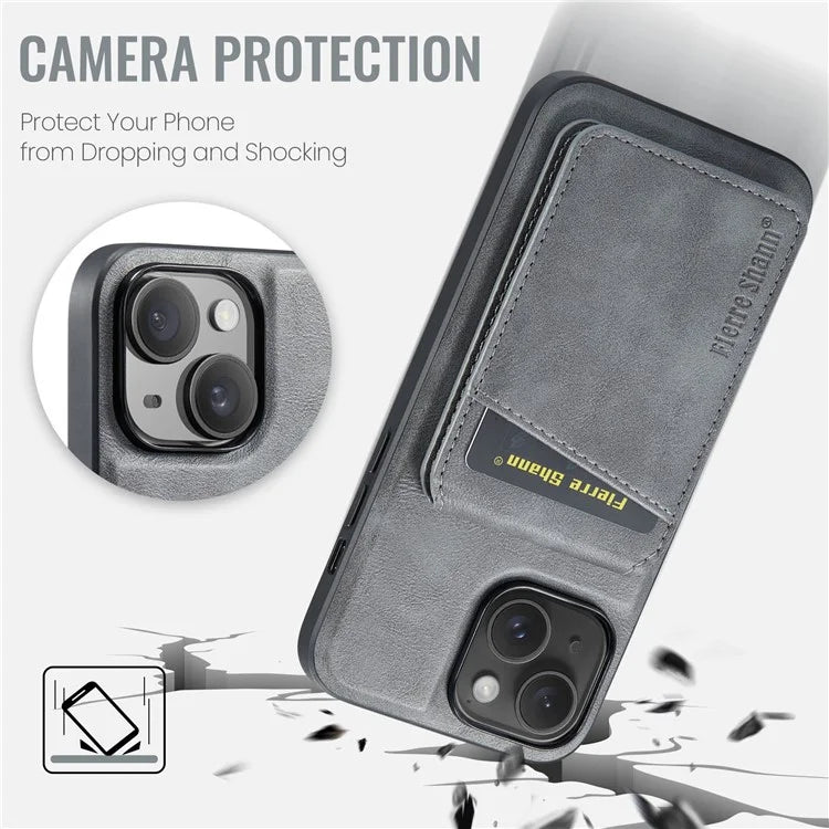 FIERRE SHANN 025 Style For iPhone 13 Detachable Case Leather+TPU Phone Cover RFID Blocking