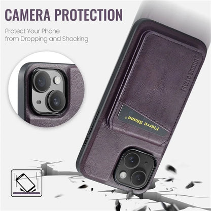 FIERRE SHANN 025 Style For iPhone 13 Detachable Case Leather+TPU Phone Cover RFID Blocking