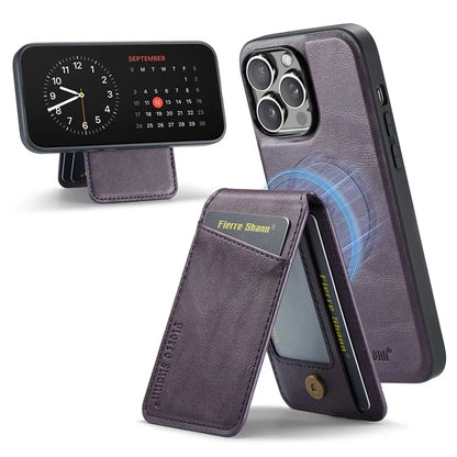 FIERRE SHANN 025 Style For iPhone 12 / 12 Pro Case Leather+TPU Phone Cover Magnetic Detachable