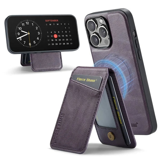 FIERRE SHANN 025 Style For iPhone 12 / 12 Pro Case Leather+TPU Phone Cover Magnetic Detachable