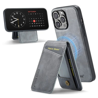 FIERRE SHANN 025 Style For iPhone 12 / 12 Pro Case Leather+TPU Phone Cover Magnetic Detachable