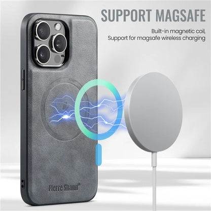 FIERRE SHANN 025 Style For iPhone 12 / 12 Pro Case Leather+TPU Phone Cover Magnetic Detachable